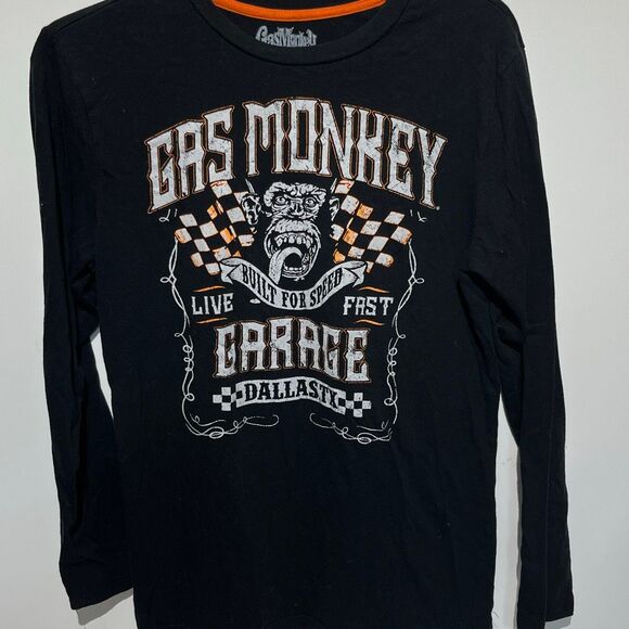Gas Monkey Garage Men's Black Dallas TX Crew Neck Long Sleeve T-Shirt Small - Picture 1 of 6